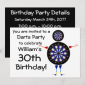 Darts verjaardagsfeestje uitnodiging (Voorkant / Achterkant)