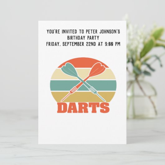 Darts Vintage Sunset Uitnodigingskaart Kaart (Staand voorkant)