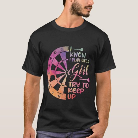 Darts Vrouwen Geschenk Pijlen Veld Team Speel Als T-shirt (Voorkant)