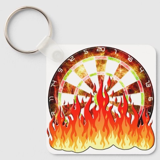 Darts, vuur in het spel op het dartbord sleutelhanger (Voorkant)