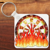 Darts, vuur in het spel op het dartbord sleutelhanger (Voorkant)