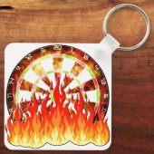 Darts, vuur in het spel op het dartbord sleutelhanger (Achterkant)