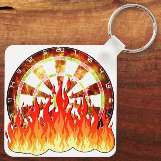 Darts, vuur in het spel op het dartbord sleutelhanger (Achterkant)