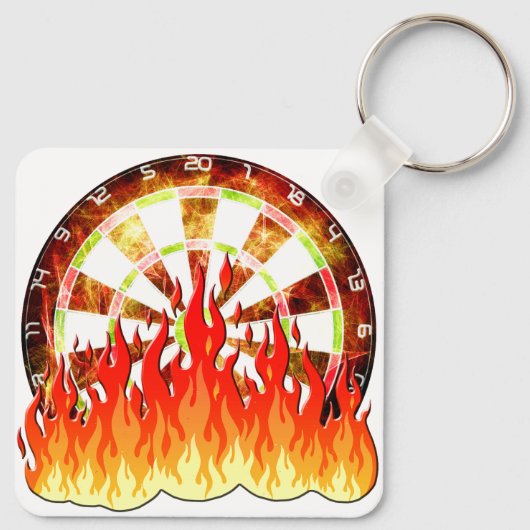 Darts, vuur in het spel op het dartbord sleutelhanger (Achterkant)