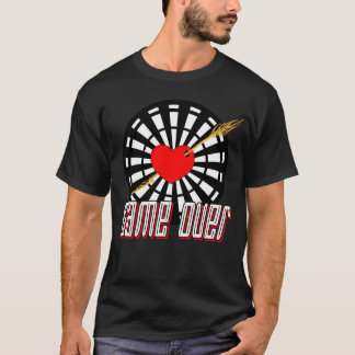 Dartscheibe mit Pfeil im Herz Game over T-shirt