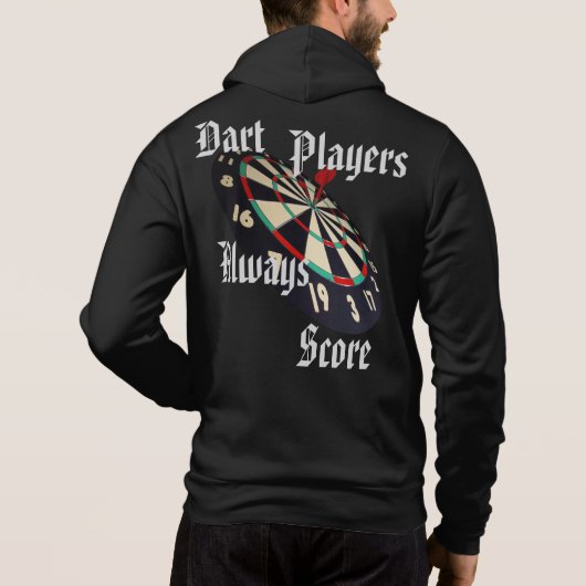 Dartspelers scoren altijd Logo en dartboard, Hoodie (Achterkant)