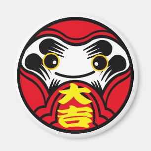 Daruma doll brengt "Veel succes" (大 吉) Magneet