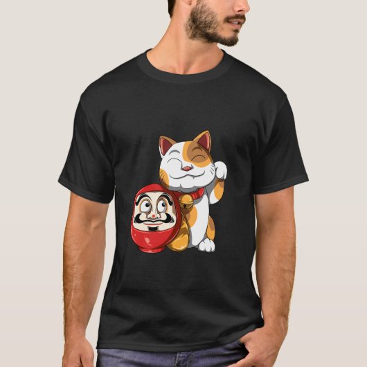 Daruma en Lucky Cat T-shirt (Voorkant)
