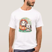 Daruma met een Schattigee hond onder een heldere h T-shirt (Voorkant)