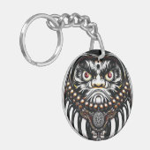Daruma Pop Japanse Kunst Sleutelhanger (Voorkant Links)