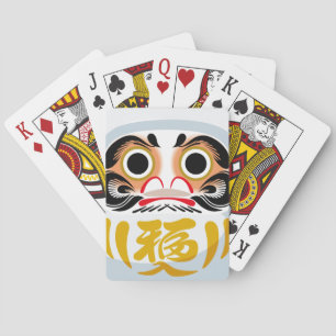 Daruma-pop (traditioneel Japans geluksbrengend voo Pokerkaarten