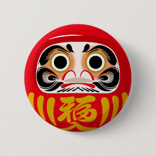 Daruma-pop (traditioneel Japans geluksbrengend voo Ronde Button 5,7 Cm