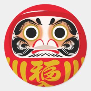 Daruma-pop (traditioneel Japans geluksbrengend voo Ronde Sticker