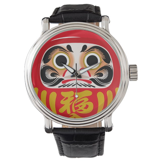 Daruma-pop (traditioneel Japans gelukssymbool) Horloge (Voorkant)