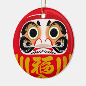 Daruma-pop (traditionele Japanse geluksbrenger) Keramisch Ornament (Links)