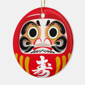 Daruma-pop (traditionele Japanse geluksbrenger) Keramisch Ornament (Links)