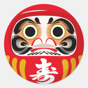 Daruma-pop (traditionele Japanse geluksbrenger) Ronde Sticker