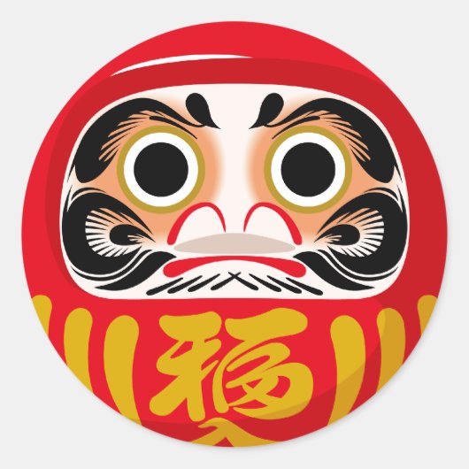 Daruma-pop (traditionele Japanse geluksbrenger) Ronde Sticker (Voorkant)