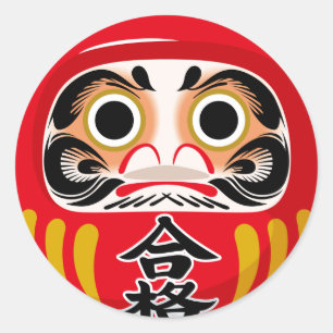 Daruma-pop (traditionele Japanse geluksbrenger) Ronde Sticker