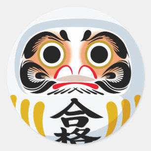Daruma-pop (traditionele Japanse geluksbrenger) Ronde Sticker