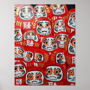 Daruma-poppen geschilderd door Alfred Fox Poster