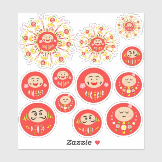 Daruma-variëteit Sticker (Vel)