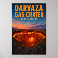 Darvaza Gas Krater Turkmenistan Illustratie Retro