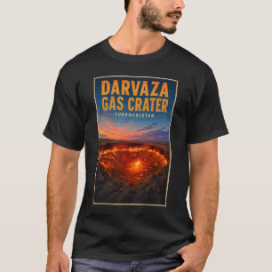 Darvaza Gas Krater Turkmenistan Illustratie Retro T-shirt