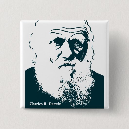 Darwin Afbeelding. Knoop Vierkante Button 5,1 Cm (Voorkant)