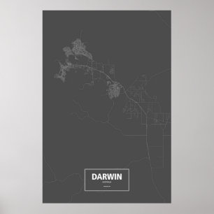 Darwin, Australië (wit op zwart) Poster