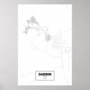 Darwin, Australië (zwart op wit) Poster