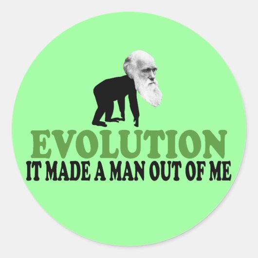 Darwin evolutie ronde sticker (Voorkant)