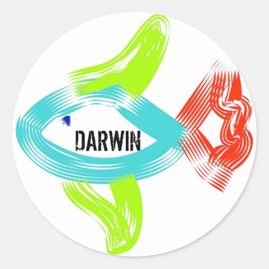 Darwin fish ronde sticker (Voorkant)