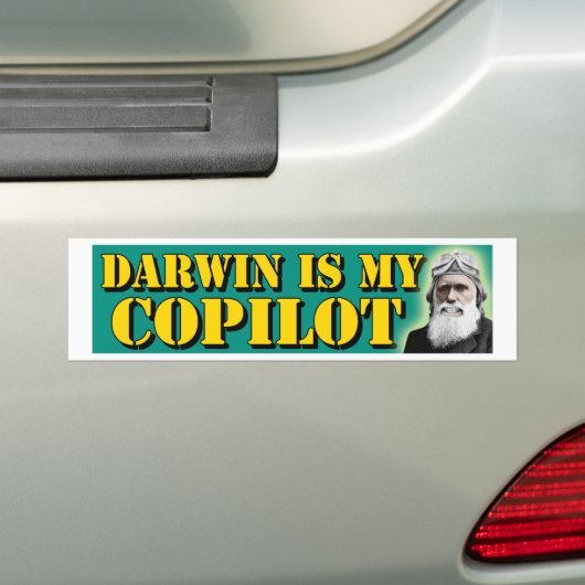 Darwin is mijn copilot bumpersticker (Op auto)