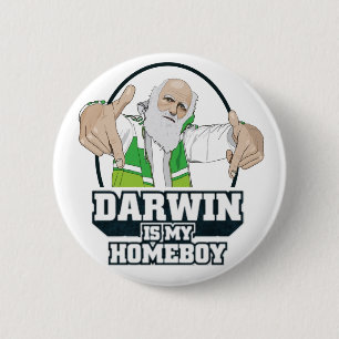 Darwin is mijn homeboy (volledige kleur) ronde button 5,7 cm