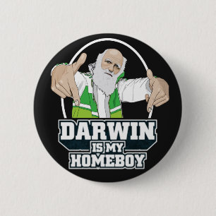 Darwin is mijn homeboy (volledige kleur) ronde button 5,7 cm