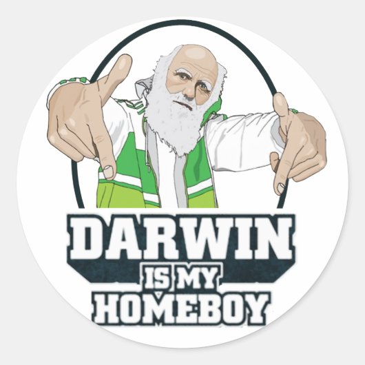 Darwin is mijn homeboy (volledige kleur) ronde sticker (Voorkant)