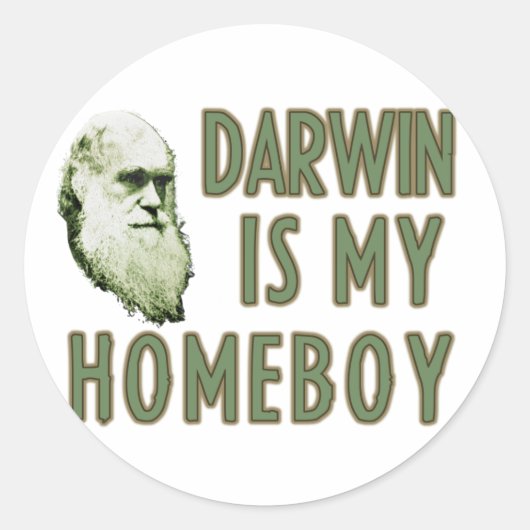 Darwin is mijn huisjongen ronde sticker (Voorkant)