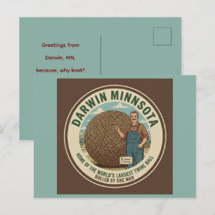 Darwin, Minnesota Twine Ball Souvenir Postcard Briefkaart