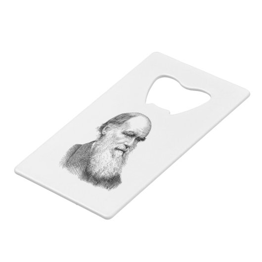 Darwin Portrait Evolution/ Charles Darwin Creditkaart Flessenopener (Voorkant Gekanteld)