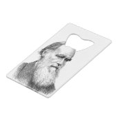 Darwin Portrait Evolution/ Charles Darwin Creditkaart Flessenopener (Achterkant Gekanteld)
