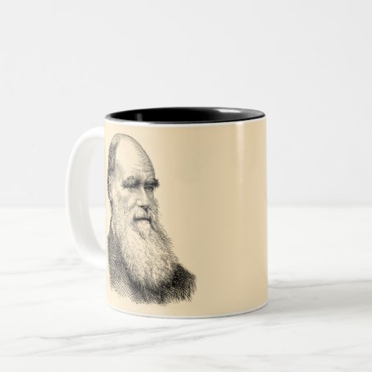 Darwin Portrait Evolution/ Charles Darwin Tweekleurige Koffiemok (Voorkant links)