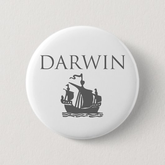 Darwin & Ship Ronde Button 5,7 Cm (Voorkant)