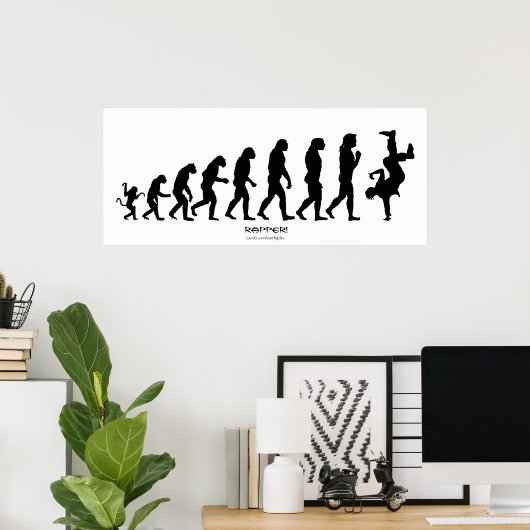 Darwiniaanse evolutie van Rap "RAPPER" Art Poster (Thuiskantoor)