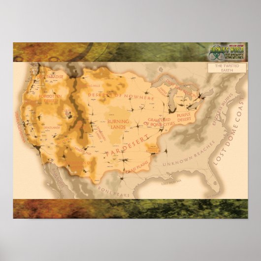 Darwins World Twisted Earth Map met achtergrond Poster (Voorkant)