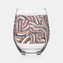 Darya | Abstracte Handgetekende Kunst Wijnglas Zonder Voet