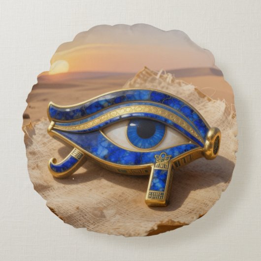 Das Ägyptische Auge´9 Rond Kussen (Voorkant)