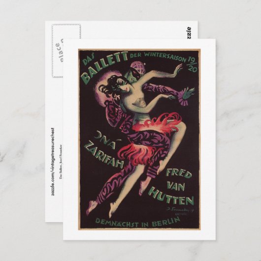 Das Ballett (The Ballet), Josef Fenneker Briefkaart (Voorkant / Achterkant)