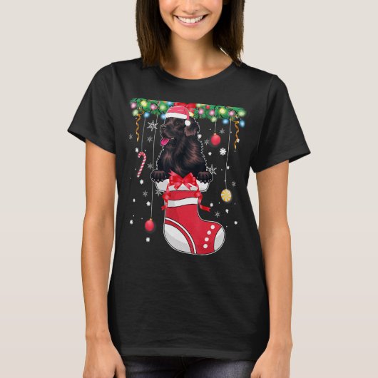 Das Cute Newfoundland Dog in kerststop T-shirt (Voorkant)