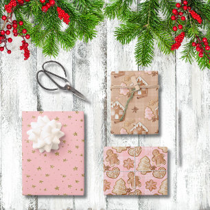 Das Gingerbrood Mannen Huis Trees sterren Hartsroz Inpakpapier Vel